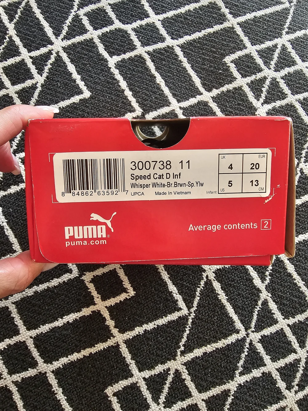 Puma Speed Cat Infant Sneakers Whisper White Brown Yellow Size 5C - Picture 6 of 6